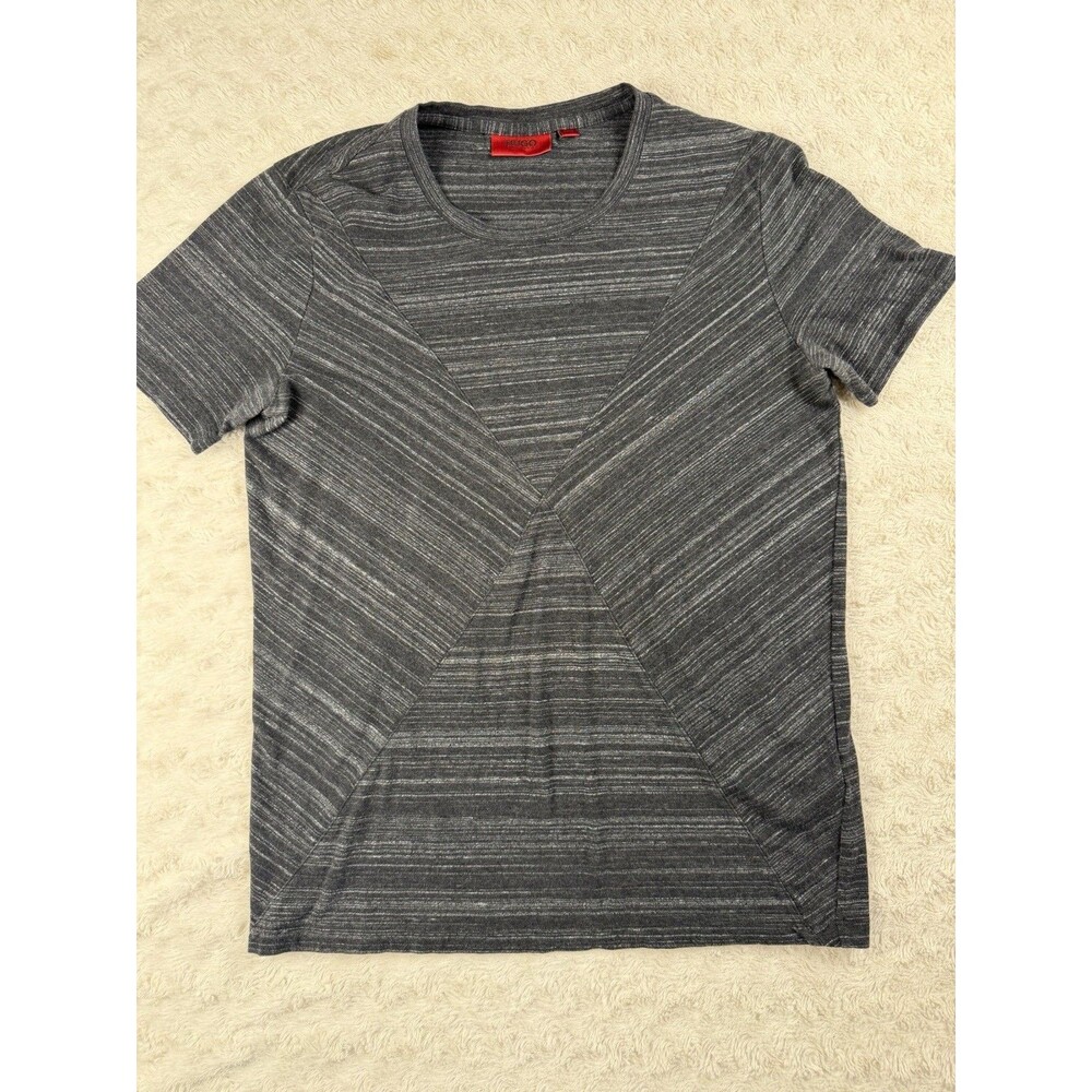 HUGO BOSS Men's Striped Gray T-Shirt Crew Neck Short Sleeve Size s